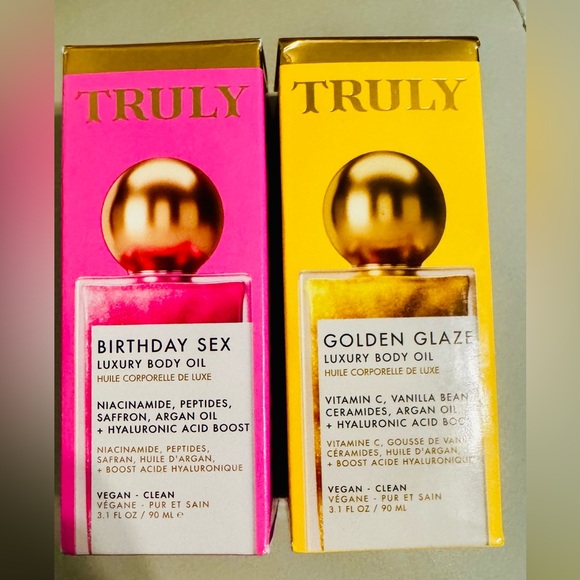 TRULY Body Oil birthday sex and Golden Glaze BNIB buy one for $35 2 for $65.